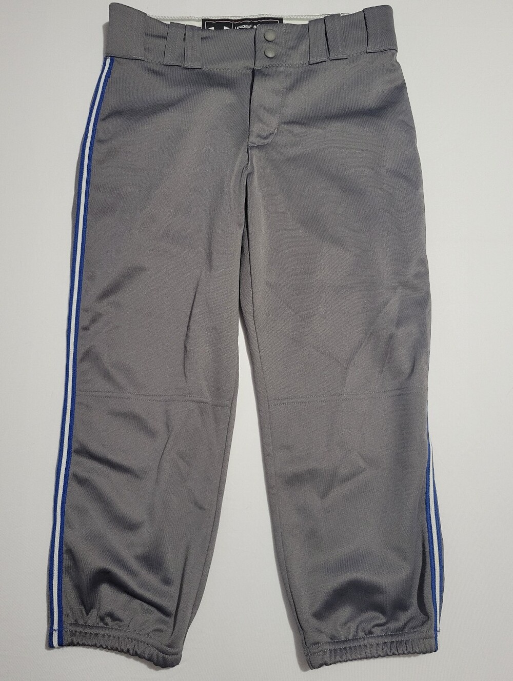 Under Armour Grey With Blue/White Stripe Baseball Pants